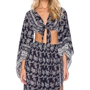 RAGA Cropped Wrap Top Handkerchief Sleeves